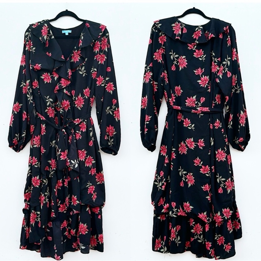 Draper James Black Floral Wrap Dress